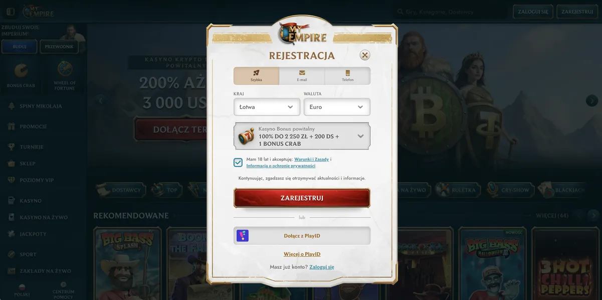 Rejestracja i rozpoczęcie gry w najlepszym kasynie online